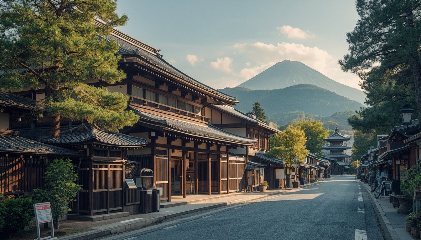Traditional temple and streets in Kyoto Japan
