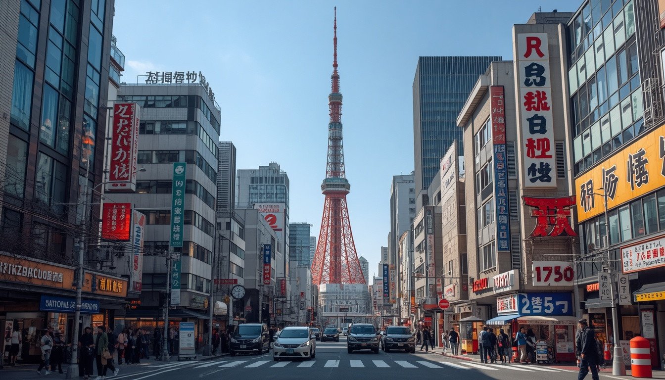 Tokyo skyline with Tokyo Tower in Japan