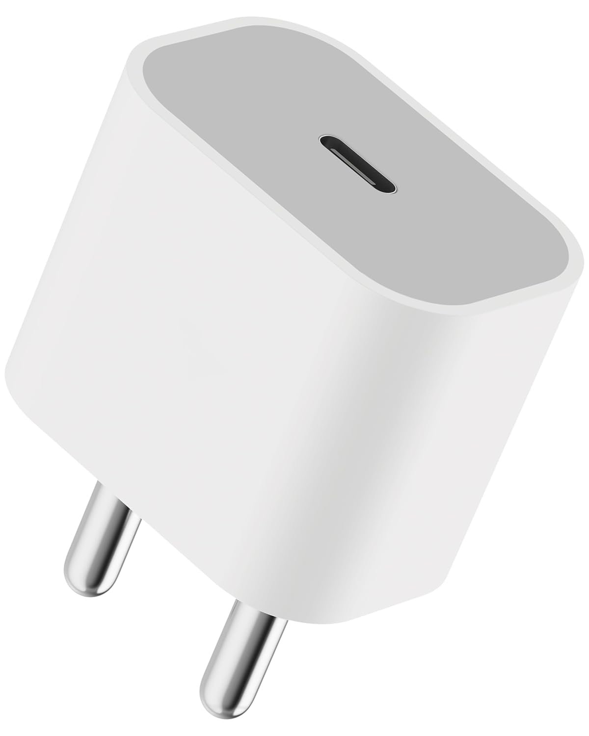 20W USB-C fast charging adapter for iPhone with compact white design
