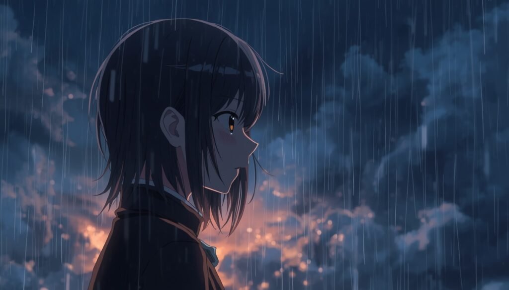 Character experiencing a difficult emotional moment