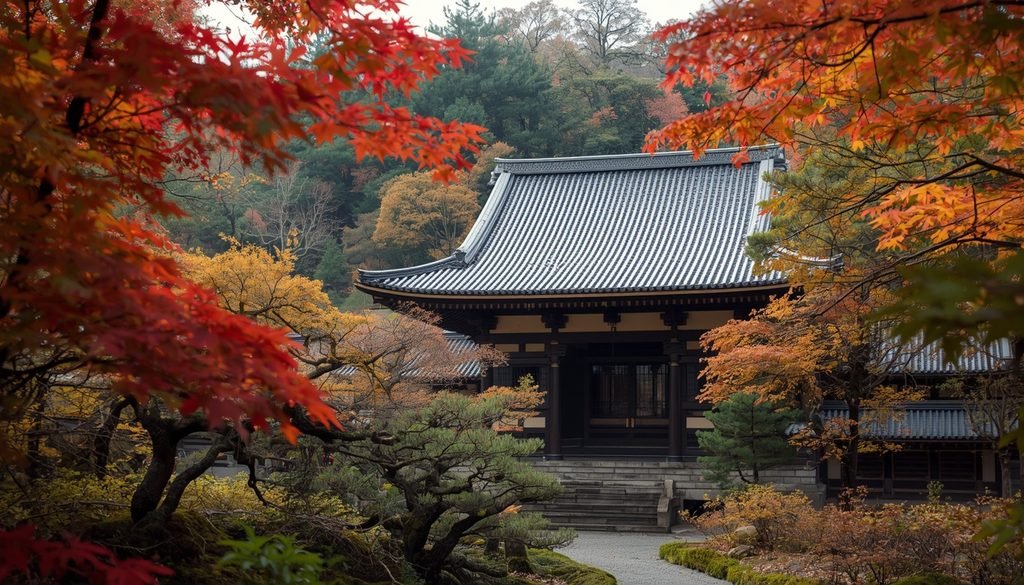 Autumn foliage surrounding Honen-in Temple in Kyoto