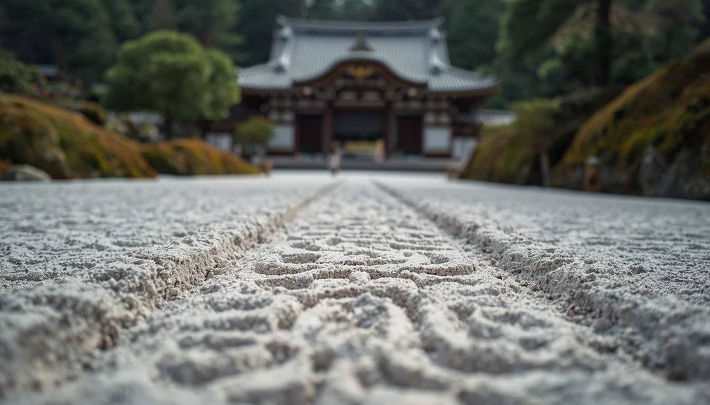 White sand terraces at Honen-in Temple in Kyoto