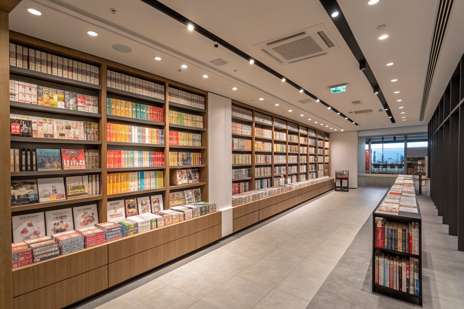Modern Japanese bookstore representing anime and manga