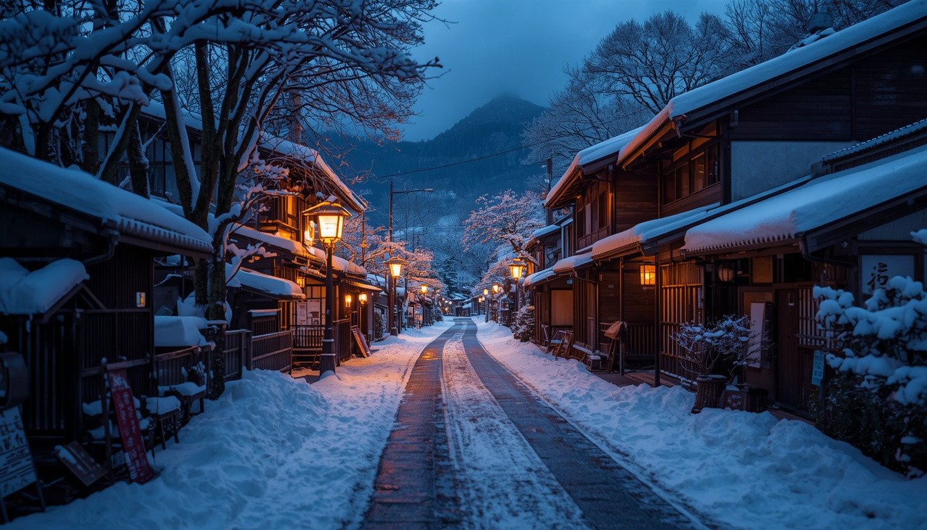 Beautiful winter landscape in Japan covered in snow