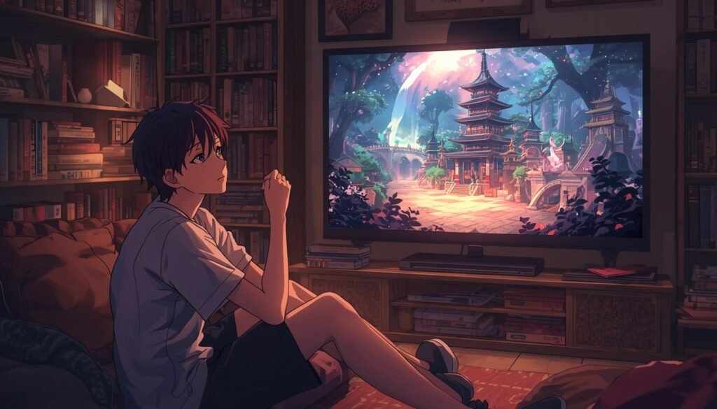 Viewer enjoying a fantasy story at home